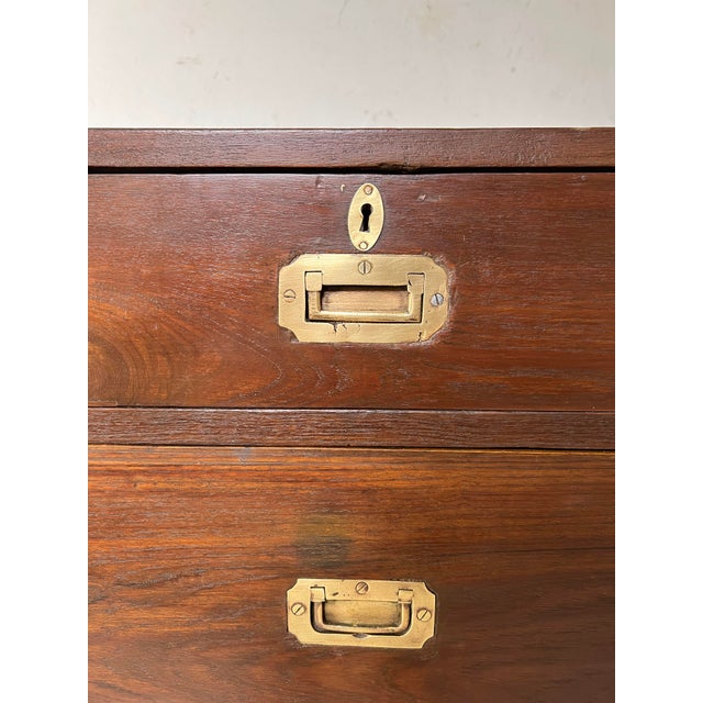 Antique 19th Century British Campaign Tall Chest, Mahogany With Brass Hardware For Sale - Image 9 of 10