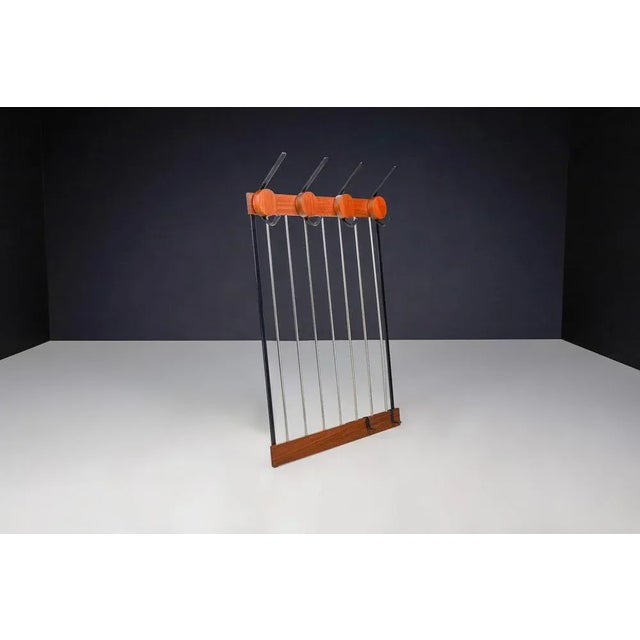 1960s Mid-Century Modern Coat Rack in Black Steel and Teak, Germany, 1960s For Sale - Image 5 of 8