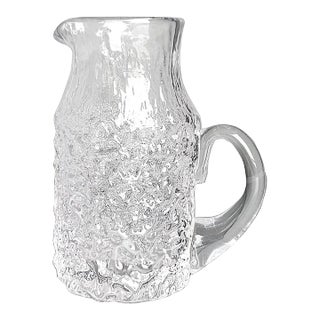 1960s Whitefriars Glassworks Ice Glacier Textured Glass Small Pitcher Designed by Geoffrey Baxter For Sale