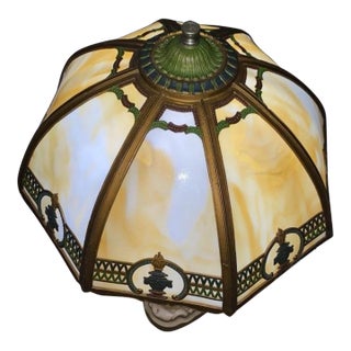 Antique Art Nouveau 8-Panel Slag Glass Lamp Shade . Antique 8-Panel Slag Glass Lamp Shade - Art Nouveau / Arts & Crafts Style. For Sale