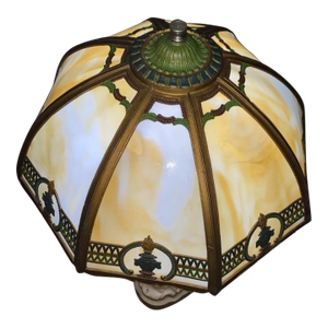 Antique Lamp Shade. Antique Art Nouveau Slag Glass Table Lamp Shade. Classical Slag Glass
