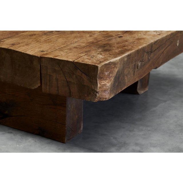 Square Wabi Sabi Style Coffee Table in Oak, 1940s For Sale - Image 4 of 18