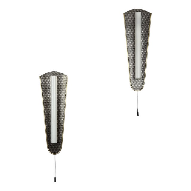 Mid-Century Gilt Wall Lights from Erco, Germany, 1950s, Set of 2 For Sale