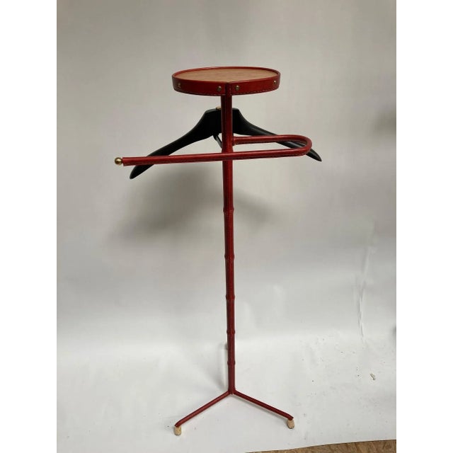 Metal Sellier Leather Chamber Valet by Jacques Adnet For Sale - Image 7 of 7