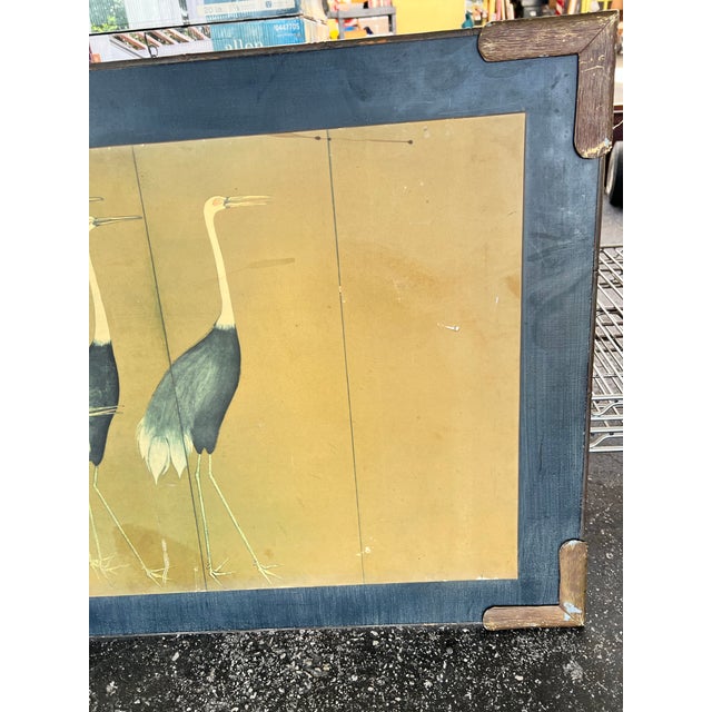 Printmaking Materials Mid-Century Modern Japanese Rimpa Style Framed "Cranes" Print After Ogata Kōrin For Sale - Image 7 of 8