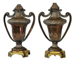 Antique Bronze and Brass Amphora-Shaped Palm Holders, 1890s, Set of 2