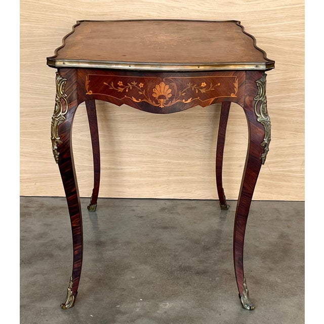 Late 19th Century French 19th Century Louis XV Marquetry Writing Table For Sale - Image 5 of 18