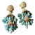 Vintage 1950s Faux Turquoise Chandelier Clip-on Earrings, Gold-Tone, Pair For Sale