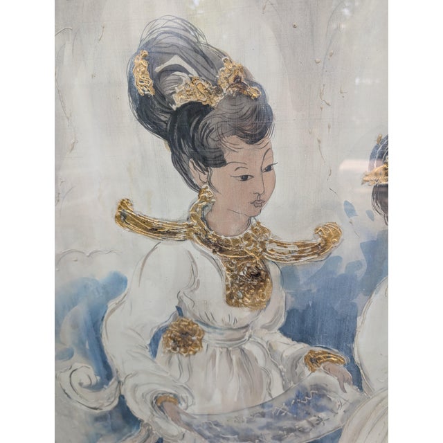 Mid 20th Century Asian Geisha Lady Signed Painting Massive Size For Sale - Image 16 of 18
