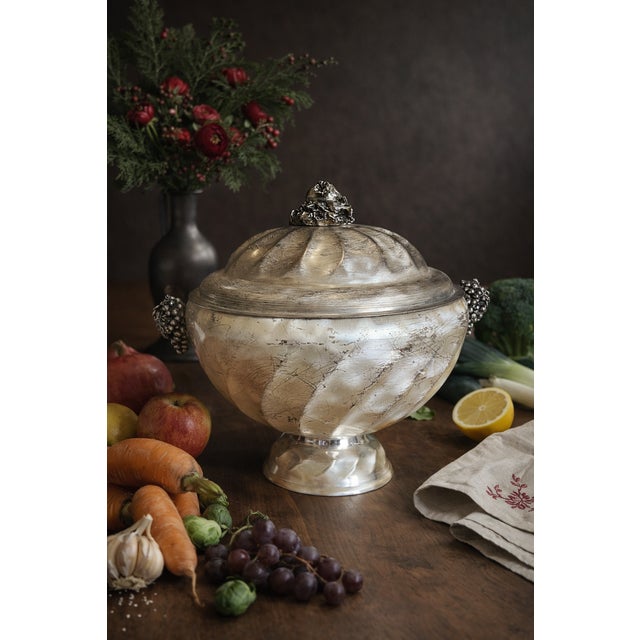 Silver-Plated Fruits Tureen with Grapes and Pomegranate Decorations, Italy, 1950s For Sale - Image 11 of 12