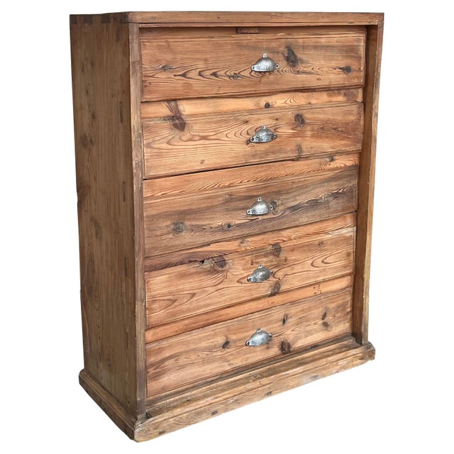 19th Century Spanish Unfinished Pine "Mobila" Tall Chest of Five Drawers For Sale - Image 10 of 18
