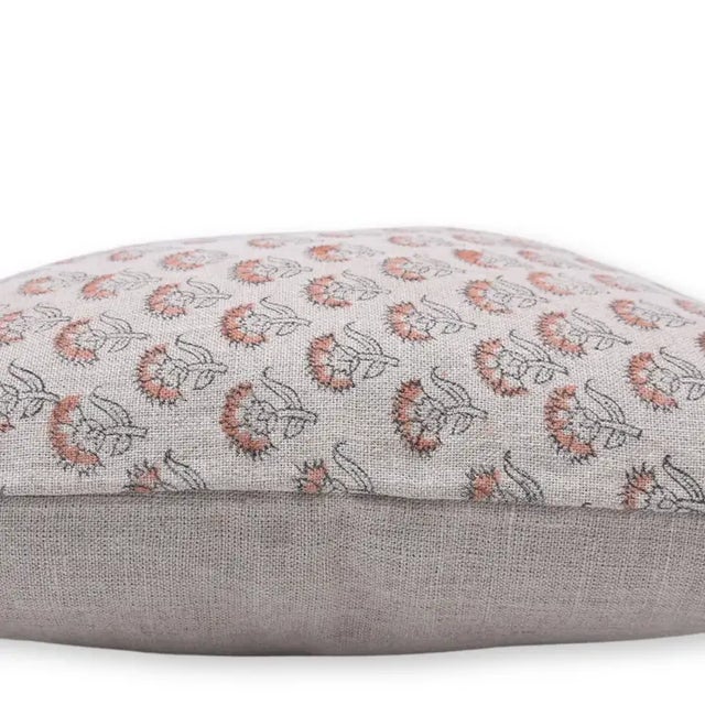 Not Yet Made - Made To Order FabDivine Artisan Block Print Throw Pillow Cover 14x20 Inch Thick Linen-Juju Flower For Sale - Image 5 of 5