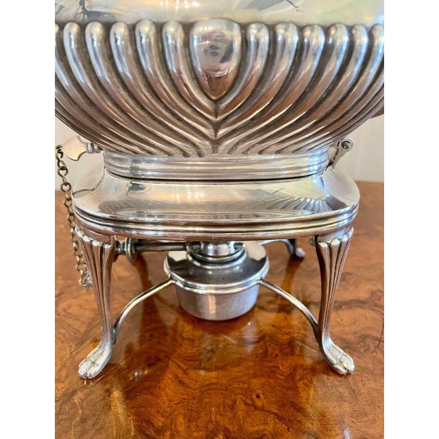 Antique Edwardian Silver Plated Spirit Kettle on Stand For Sale - Image 5 of 10