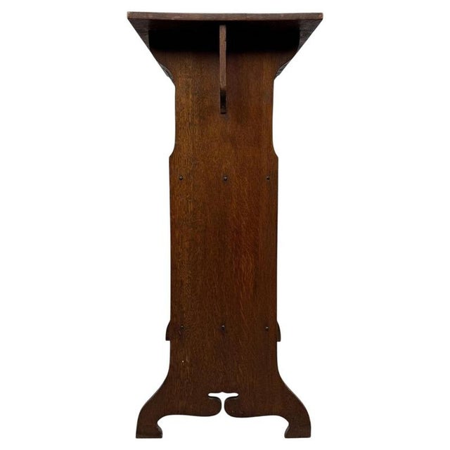 Brown Antique English Arts and Crafts Oak Side Table For Sale - Image 8 of 11