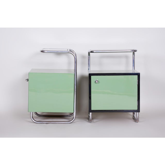 Bauhaus Side Tables in Chrome and Glass by Vichr a Spol., Czech, 1930s, Set of 2 For Sale - Image 15 of 18