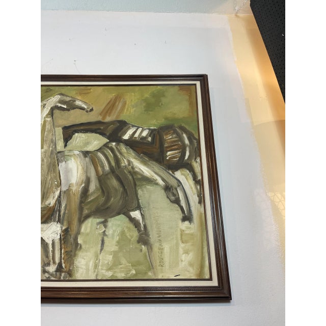 1950s 1950s Shirley Rousseau Murphy Modern Expressionist Equestrian Oil on Canvas Painting For Sale - Image 5 of 6