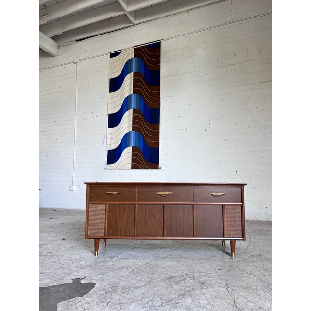 Wood Vintage Walnut Stereo Cabinet Retrofitted With Bluetooth Capacity For Sale - Image 7 of 7