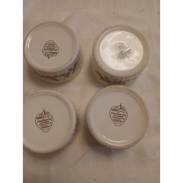 Ceramic Vintage 1980s Sheffield Stoneware Strawberries N Cream Ramekins- Set of 4 For Sale - Image 7 of 8