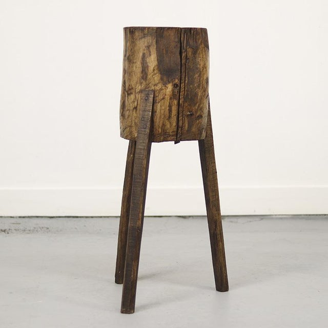 Primitive Wabi Sabi Rustic Farmhouse Chopping Block / Side Table For Sale - Image 6 of 12