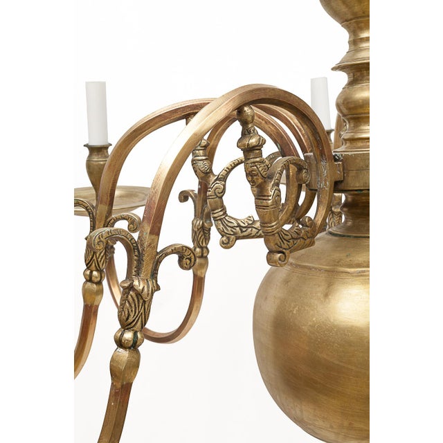 Dutch Brass 8-Light Chandelier For Sale - Image 3 of 11