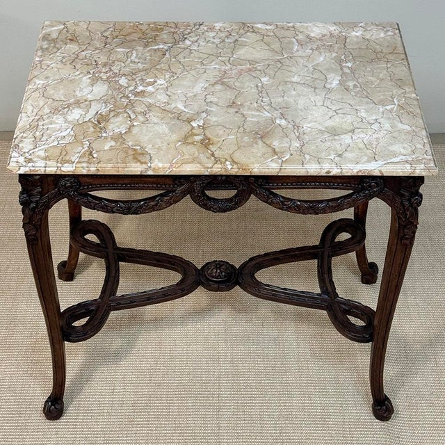 19th Century Belgian Louis XVI Transitional Walnut Marble-Top Table For Sale - Image 16 of 18