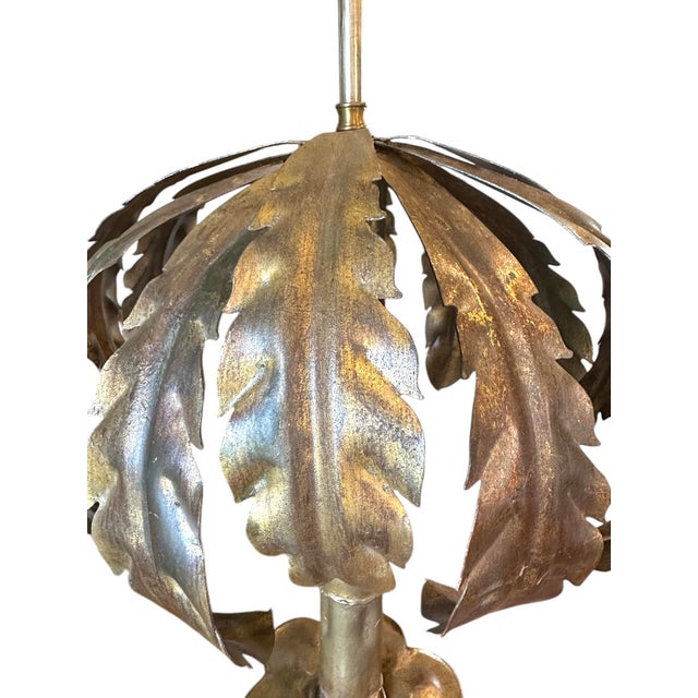 Vintage Niermann Weeks Gilt Bronze Tole / Toleware Metal Palm Tree Table Lamp For Sale - Image 9 of 10