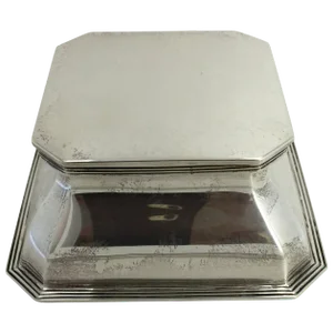 Vintage Mid-Century English Stamped Goldsmiths and Silversmiths Company Silver Inkwell