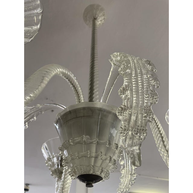 White Murano Glass Chandelier, 1940s For Sale - Image 8 of 11