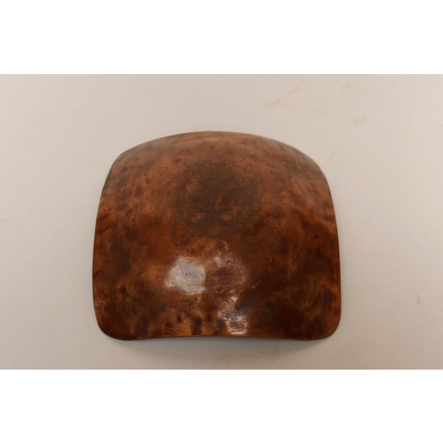 Green Mid Century Modern Enamel on Copper Green and Red Square Decorative Dish For Sale - Image 8 of 11