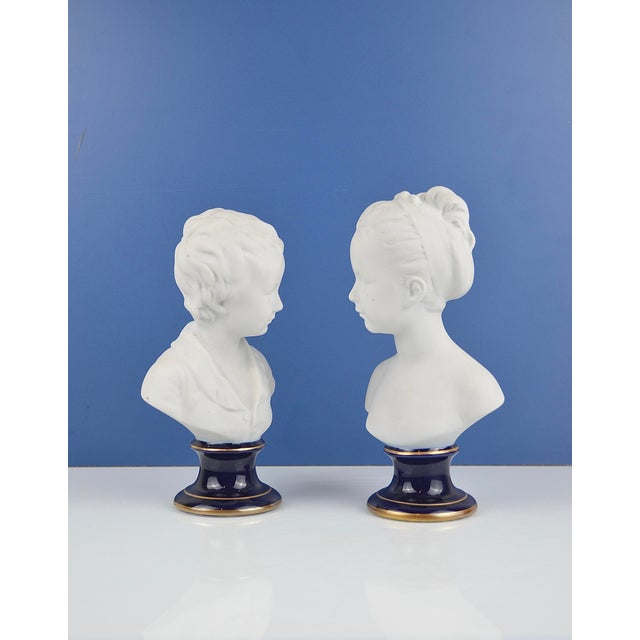 After Houdon, Brongniart Children Busts, 1950s, Porcelain, Set of 2 For Sale - Image 6 of 14