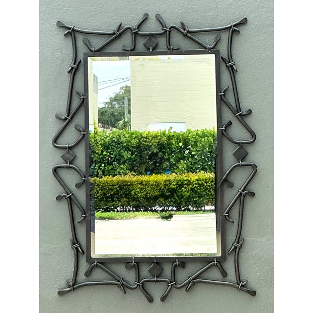 Late 20th Century Alexandra Diez Mirrored Glass and Metal Wall Mirror For Sale - Image 5 of 12