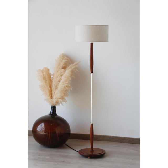 Vintage Scandinavian Light Fixture in Teak, Chrome-Plated Metal and Cotton, 1960s For Sale - Image 14 of 14