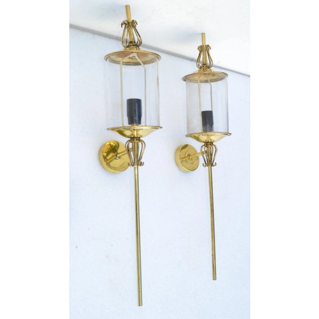 Pair of Maison Lunel Brass & Glass Sconces, Wall Lamp French Mid-Century Modern For Sale - Image 13 of 13