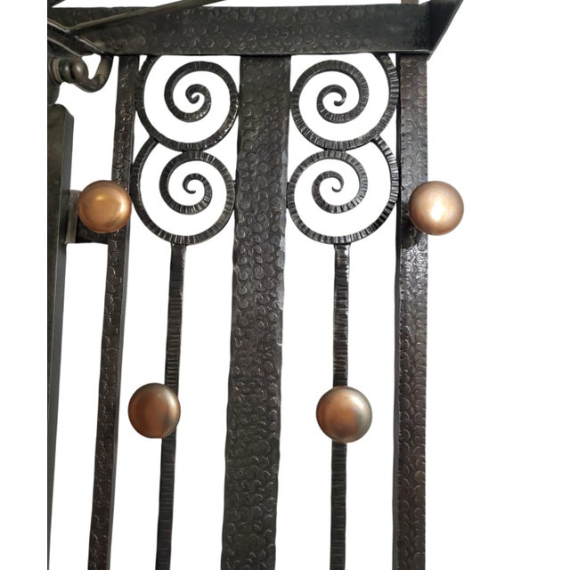 1930s Silvery Steel Hammered Iron, Illuminated Art Deco Hall Tree/Coat Rack With Console For Sale - Image 9 of 12