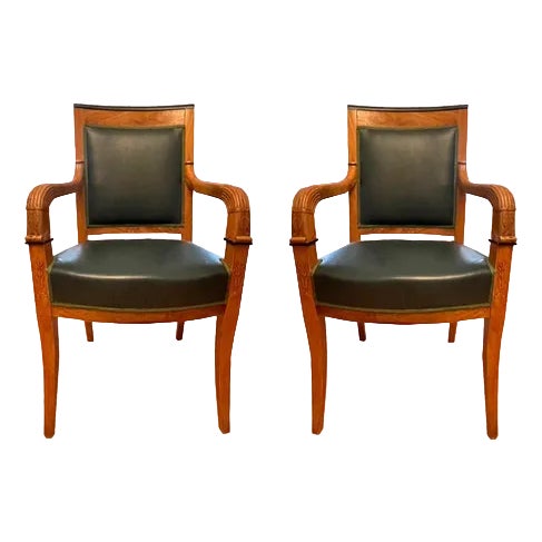 Set of Biedermeier Armchairs in Cherry For Sale