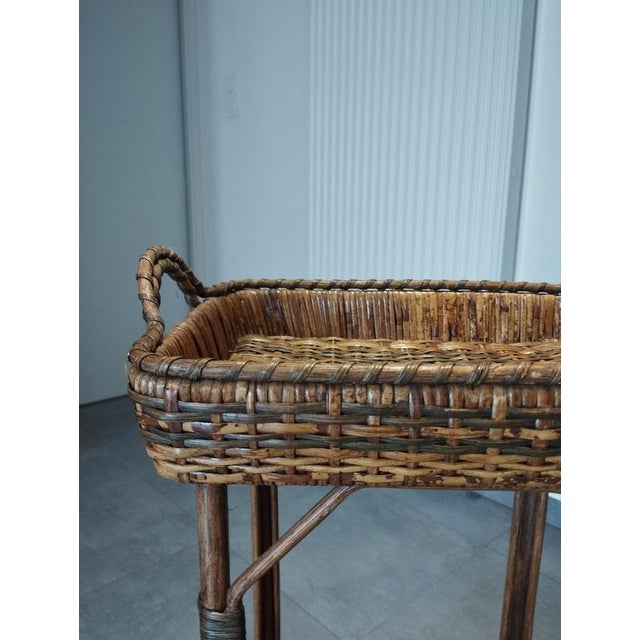 Wood Antique Wicker Side Table, 1890s For Sale - Image 7 of 18