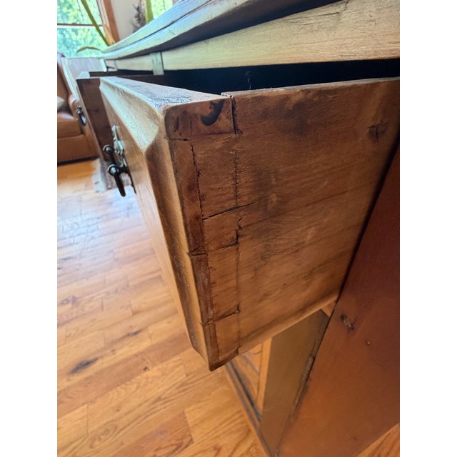 Chocolate Antique 1890’s Art Nouveau Carved Oak Side Board Buffet For Sale - Image 8 of 11