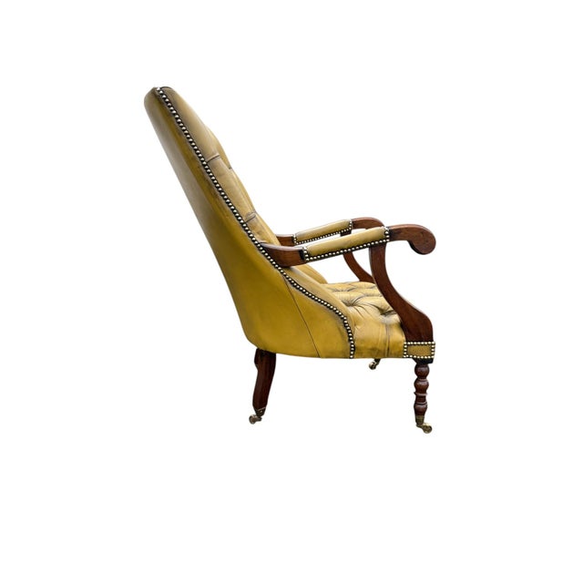 Victorian Style Leather Button-Back Armchair For Sale - Image 4 of 5
