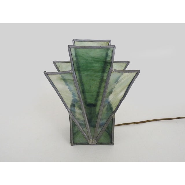 Art Deco Stained Glass Wall Sconce, 1930s For Sale - Image 3 of 11