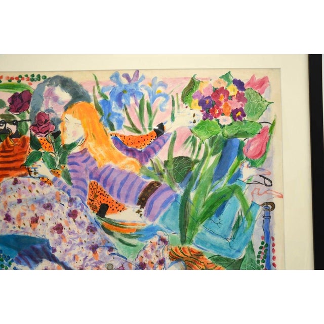 Bettina, Hippy Lovers, 1973, Large Watercolour For Sale - Image 4 of 9