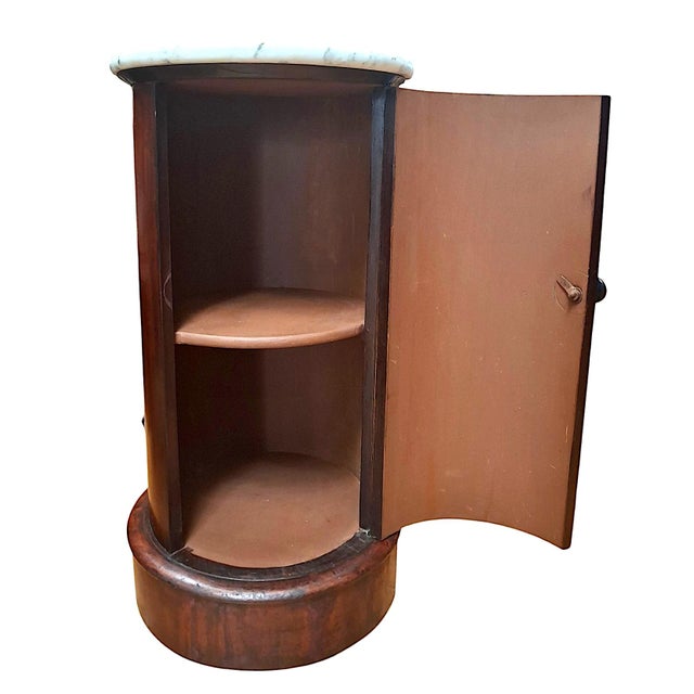 A Matched Set of 19th-Century English Mahogany Cylinder Cabinets With Marble Tops For Sale - Image 4 of 11