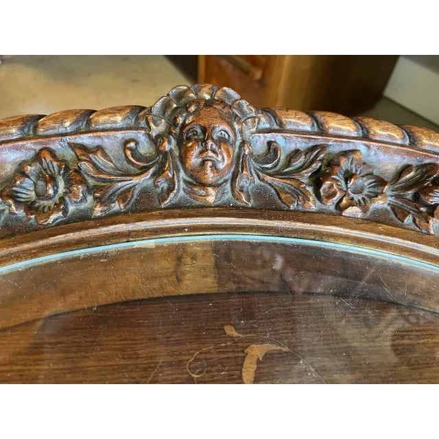 19th Century Oval Victorian/ Renaissance Style Hand Carved Table With Inlay For Sale In West Palm - Image 6 of 11