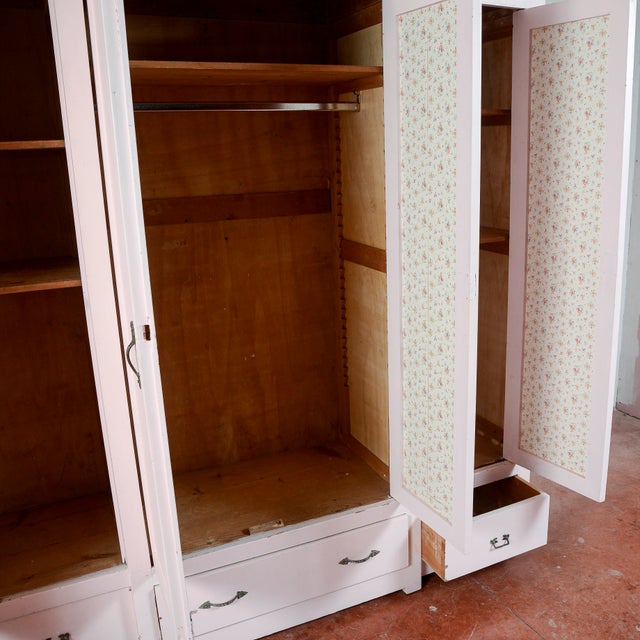 Vintage Pink-Stained 4-Door Wardrobe For Sale - Image 14 of 18