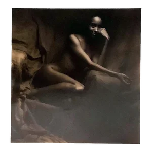 William Heuberger Seated Black Nude, Gelatin Print in Sepia, Signed