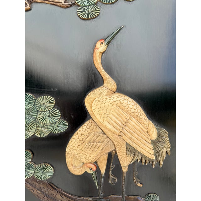 Set of 4 Asian Chinoiserie Hand Carved Soapstone and Lacquer Wall Art Panels For Sale - Image 11 of 12