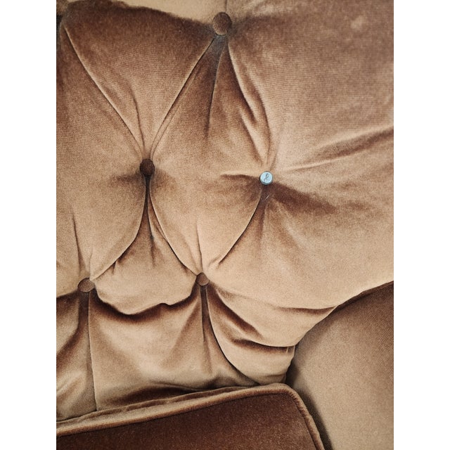 Vintage Rust Colored Tufted Velvet Rocking and Swivel Club Chairs- A Pair For Sale - Image 10 of 11