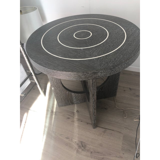 Gray Contemporary Custom Gray Target-Pattern Side Table For Sale - Image 8 of 8