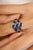18k White Gold Blue Sapphire Contemporary Cocktail Ring Size 6 For Sale In New York - Image 6 of 12