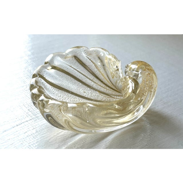 Set/6 Murano Gold Leaf Shell Shaped Salt Cellars, Nut Bowls For Sale - Image 10 of 11