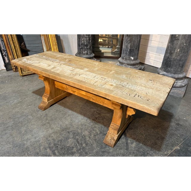 Bleached Oak Farmhouse Dining Table, 1920s For Sale - Image 8 of 18
